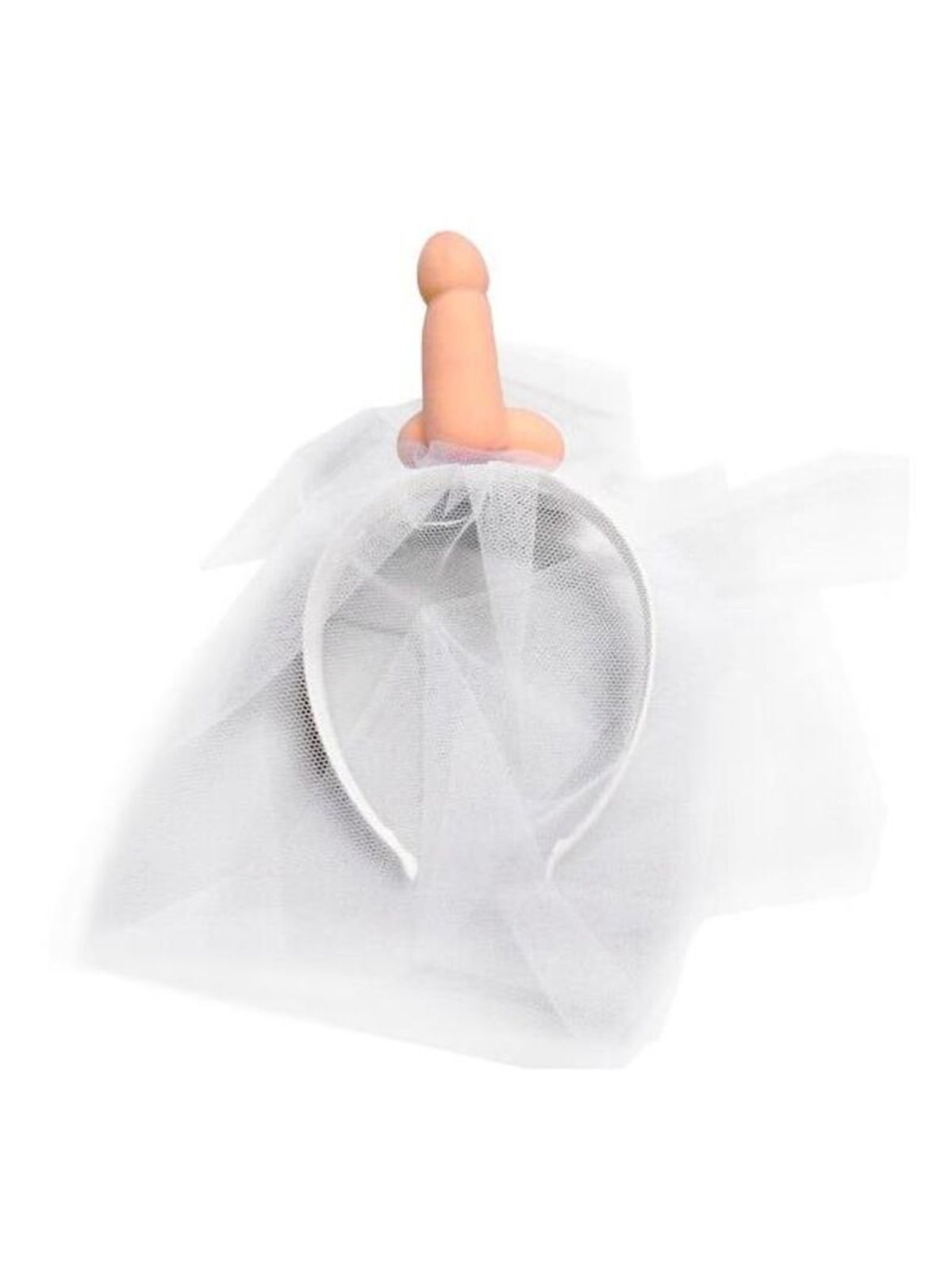Diablo Picante - Velo da Sposa Bianco con Pene per Addio al Nubilato