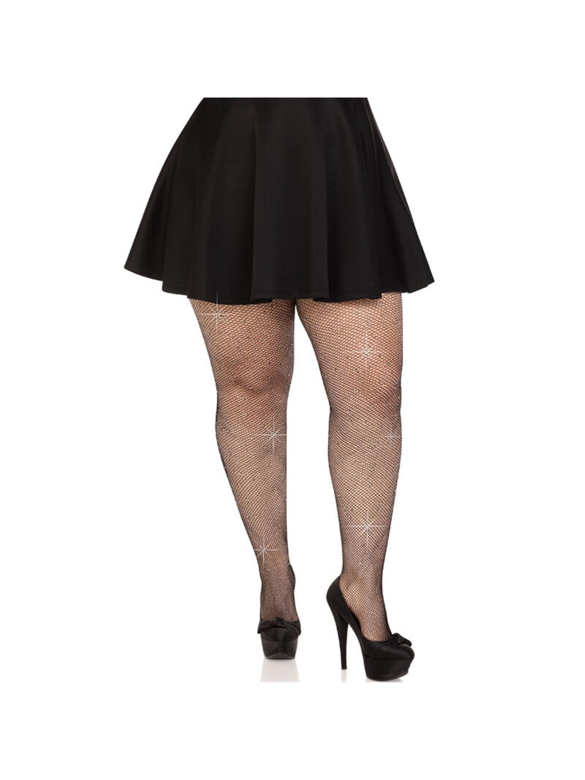 Leg Avenue - Crystalized Mesh Stockings Black Plus Size