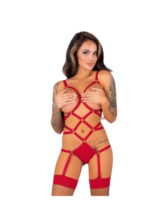 Livco Corsetti Thiara LC 20213 - Set Body + Calze Taglia L/XL Rosso