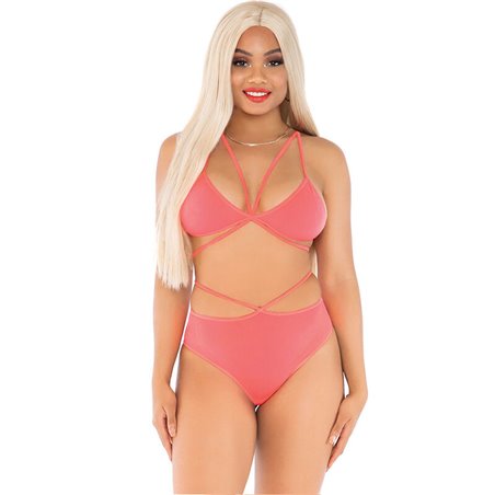 Leg Avenue - Top & Panties Coral with Straps