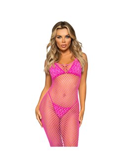 Leg Avenue - Abito Lungo a Rete Taglia Unica Fucsia