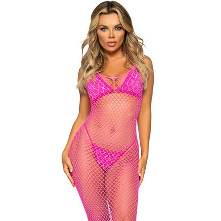 Leg Avenue - Abito Lungo a Rete Taglia Unica Fucsia