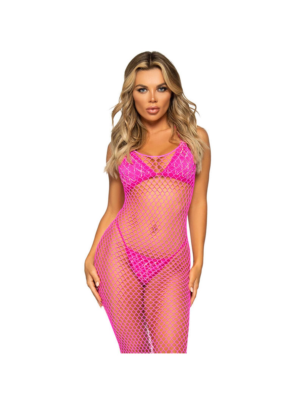 Leg Avenue - Long Net Dress Fuchsia One Size