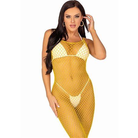 Leg Avenue - Abito Lungo a Rete Taglia Unica Giallo