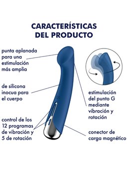 Satisfyer Spinning G-Sport 1 - Vibratore Blu in Silicone con Testa Rotante