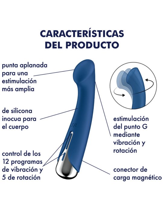 Satisfyer Spinning G-Sport 1 - Vibratore Blu in Silicone con Testa Rotante