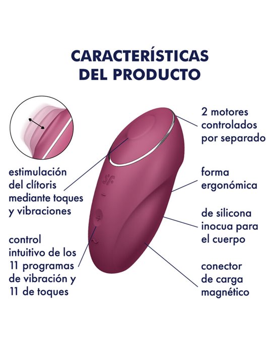 Satisfyer Tap & Climax 1 - Vibratore da Appoggio Rosso con Funzione Tocco