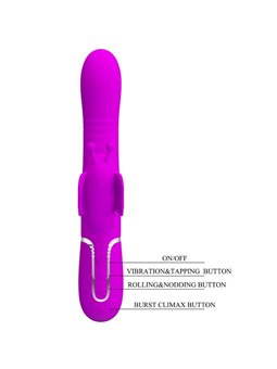 Pretty Love - Vibratore Rabbit Multifunzione in Silicone 4 in 1 Fucsia