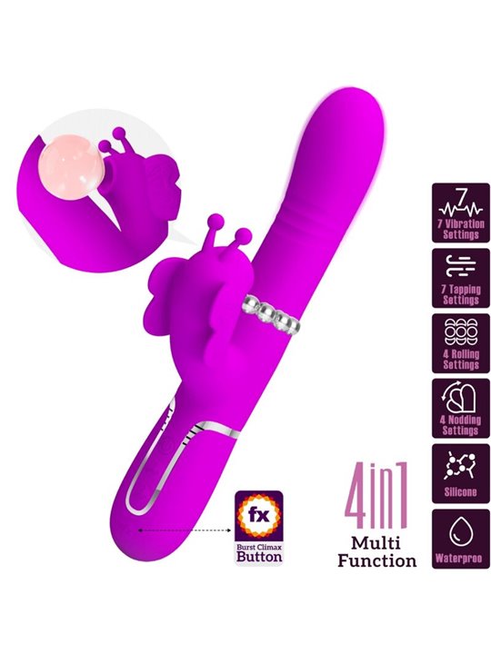 Pretty Love - Vibratore Rabbit Multifunzione in Silicone 4 in 1 Fucsia