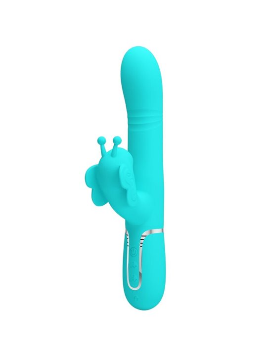 Pretty Love - Multifunction Rabbit Vibrator 4 In 1 Butterfly Aqua Green