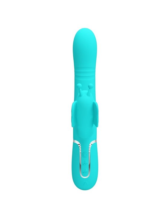Pretty Love - Vibratore Rabbit Multifunzione in Silicone 4 in 1 Verde Acqua