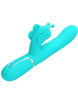 Pretty Love - Vibratore Rabbit Multifunzione in Silicone 4 in 1 Verde Acqua