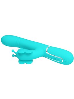 Pretty Love - Vibratore Rabbit Multifunzione in Silicone 4 in 1 Verde Acqua