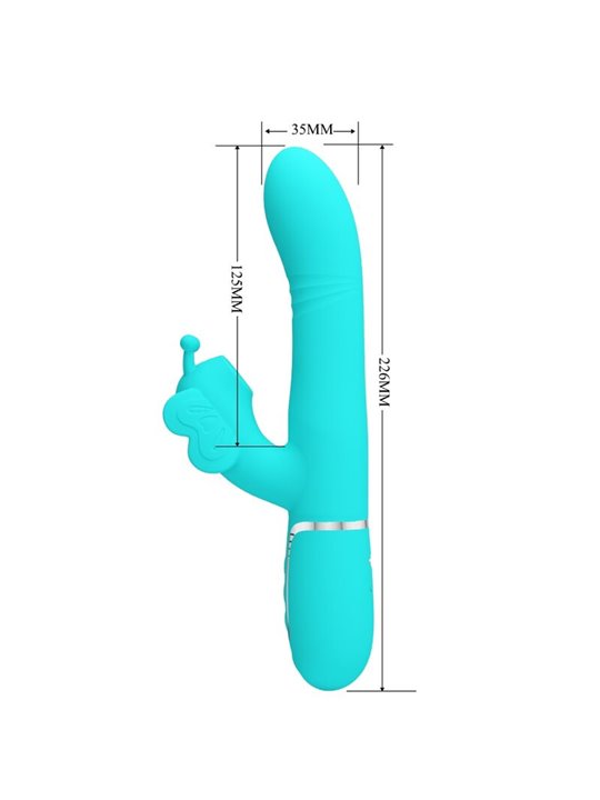 Pretty Love - Vibratore Rabbit Multifunzione in Silicone 4 in 1 Verde Acqua