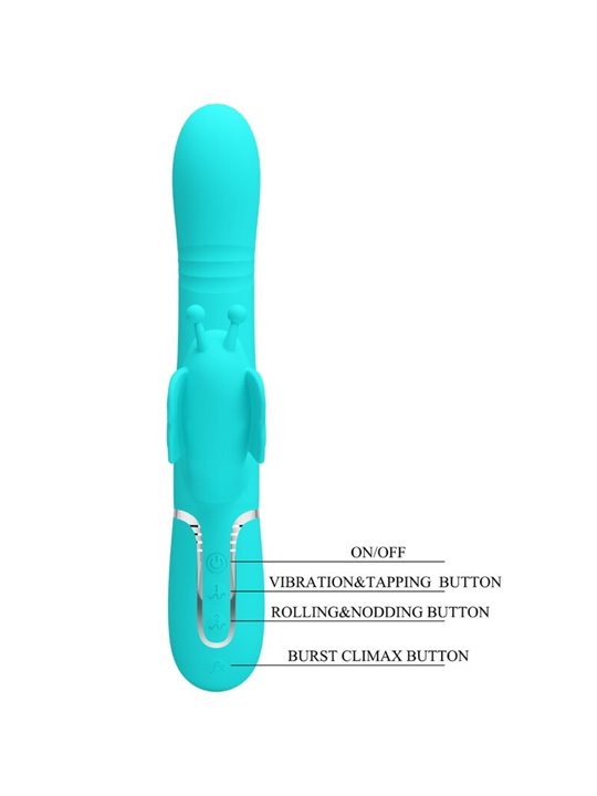 Pretty Love - Multifunction Rabbit Vibrator 4 In 1 Butterfly Aqua Green