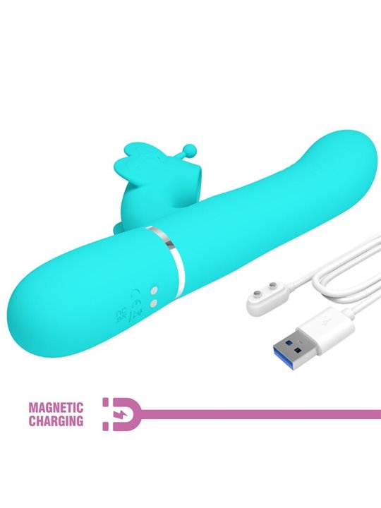Pretty Love - Multifunction Rabbit Vibrator 4 In 1 Butterfly Aqua Green