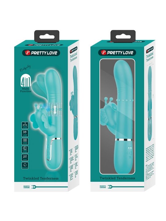 Pretty Love - Multifunction Rabbit Vibrator 4 In 1 Butterfly Aqua Green