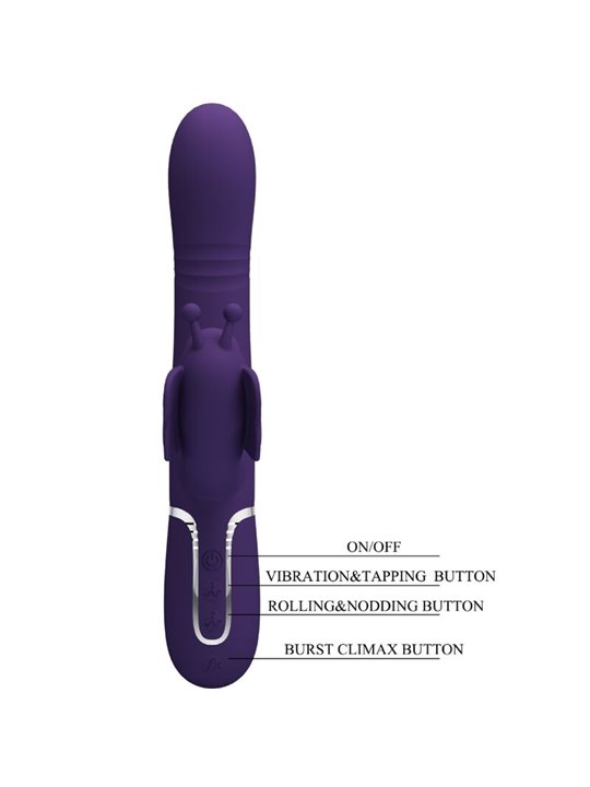 Pretty Love - Vibratore Rabbit Multifunzione in Silicone 4 in 1 Viola