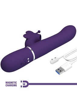 Pretty Love - Vibratore Rabbit Multifunzione in Silicone 4 in 1 Viola