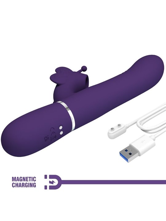 Pretty Love - Vibratore Rabbit Multifunzione in Silicone 4 in 1 Viola