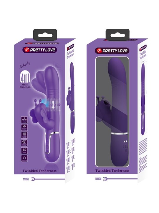 Pretty Love - Vibratore Rabbit Multifunzione in Silicone 4 in 1 Viola