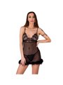 Livco Corsetti Zerunam - Babydoll + Mesh Thong Black Semi-transparent L/XL
