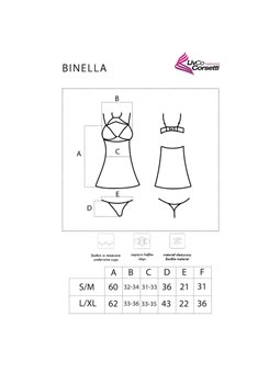 Livco Corsetti Binella - Babydoll + Perizoma in Pizzo Nero Taglia L/XL
