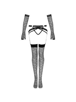 Livco Corsetti Fashion - Nemalia Set Garter + Stockings + Gloves Black