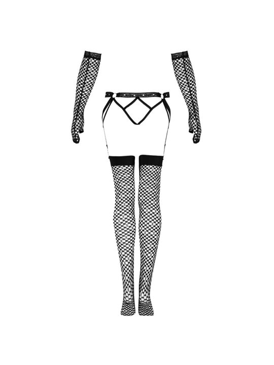Livco Corsetti Fashion - Nemalia Set Garter + Stockings + Gloves Black