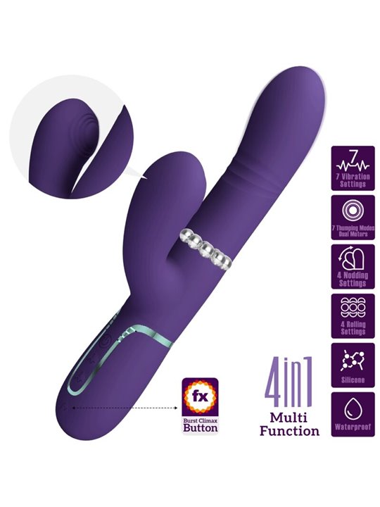 Pretty Love Mariana - Vibratore Rabbit Punto G Multifunzione 4 in 1 Viola