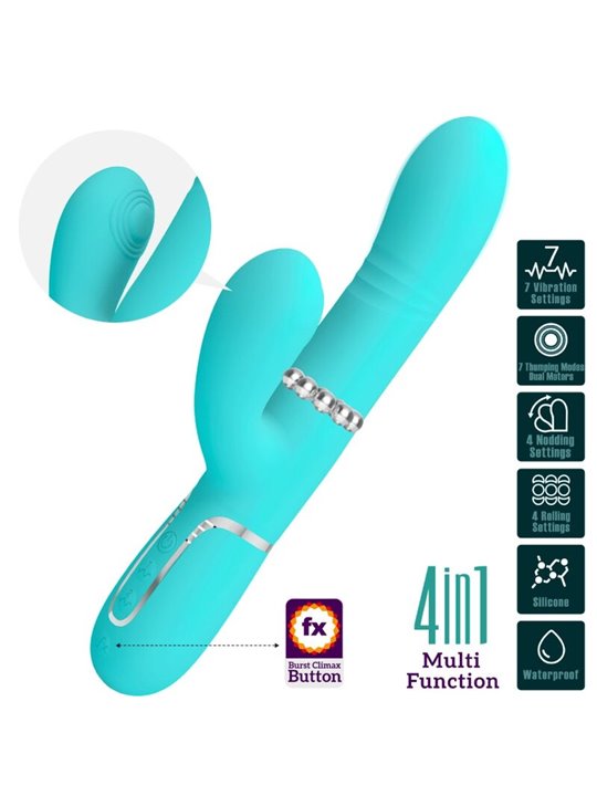 Pretty Love Mariana - Vibratore Rabbit Punto G Multifunzione 4 in 1 Verde