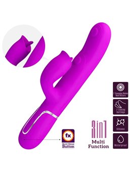 Pretty Love Mariana - Vibratore Rabbit 4 in 1 con Funzione Lingua Fucsia