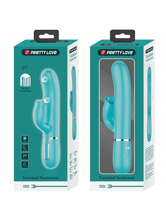 Pretty Love Gigi - Vibratore Rabbit 4 in 1 con Funzione Lingua Verde Acqua
