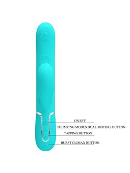 Pretty Love Perlita - Vibratore Rabbit Punto G Multifunzione 3 in 1 Verde
