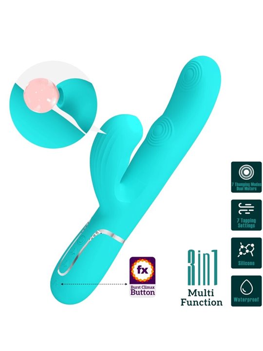 Pretty Love Perlita - Vibratore Rabbit Punto G Multifunzione 3 in 1 Verde
