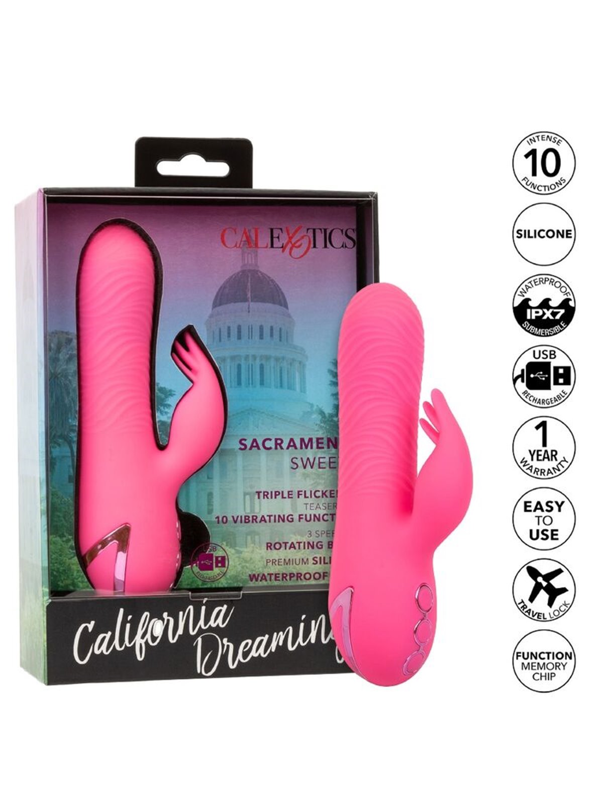 Calexotics Sacramento Sweetie - Vibratore Rabbit Multifunzione Rosa