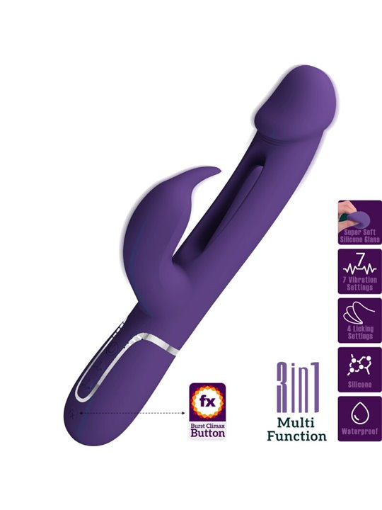 Pretty Love Kampas - Vibratore Rabbit Realistico Multifunzione 3 in 1 Viola