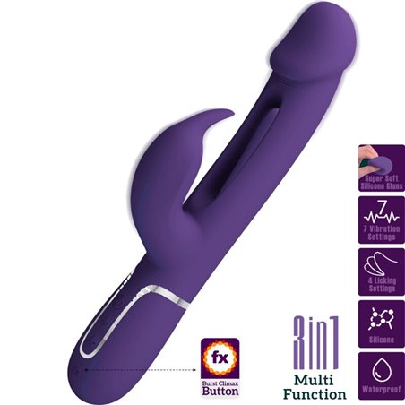 Pretty Love Kampas - Vibratore Rabbit Realistico Multifunzione 3 in 1 Viola