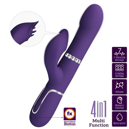 Pretty Love Zalin - Vibratore Rabbit Multifunzione 4 in 1 Viola