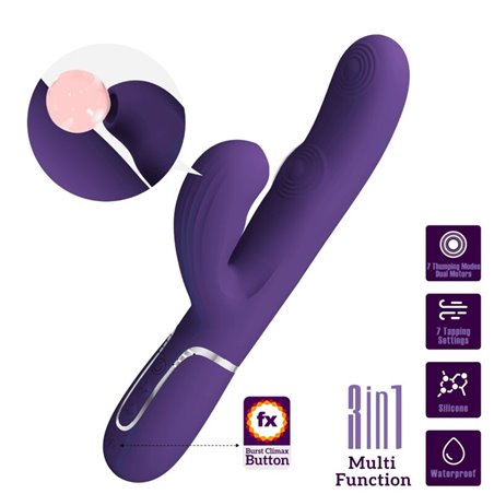 Pretty Love Perlita - Vibratore Rabbit Punto G Multifunzione 3 in 1 Viola