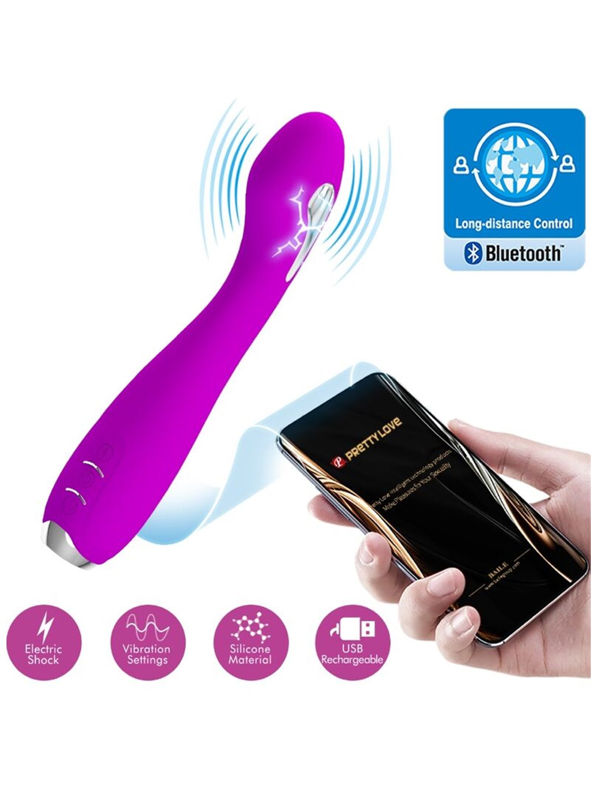 Pretty Love Hector - Vibratore con Elettrostimolazione e App Gratuita Viola