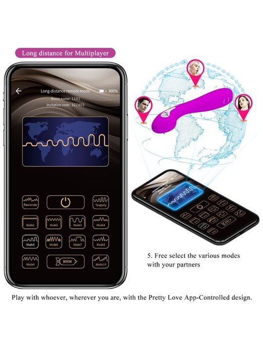 Pretty Love Hector - Vibratore con Elettrostimolazione e App Gratuita Viola