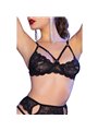 Chilirose - CR 4697 Completo Intimo 4 Pezzi in Pizzo Morbido Nero M