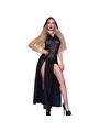 Chilirose - CR 4685 Abito Lungo Nero con Cappuccio e Mutandine Abbinate L
