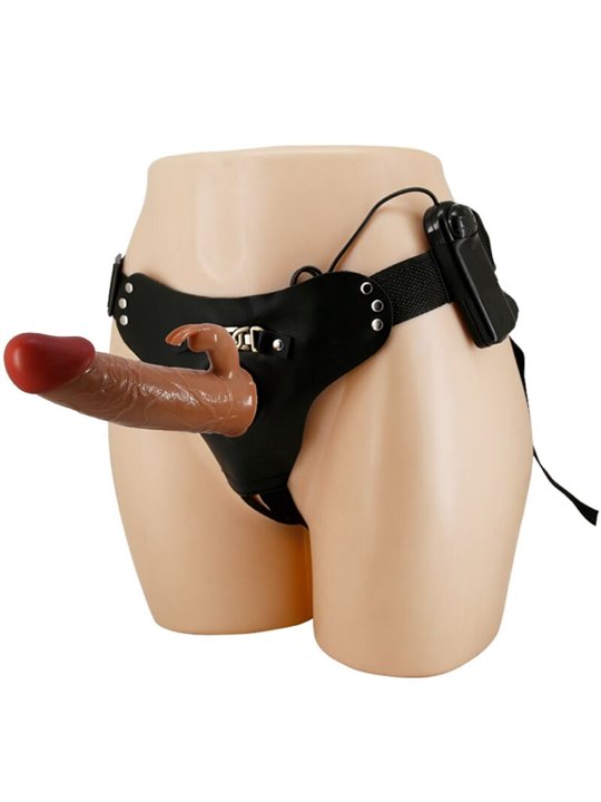 Pretty Love Marion - Imbracatura Strap-On con Dildo Vibrante 19 Cm Marrone