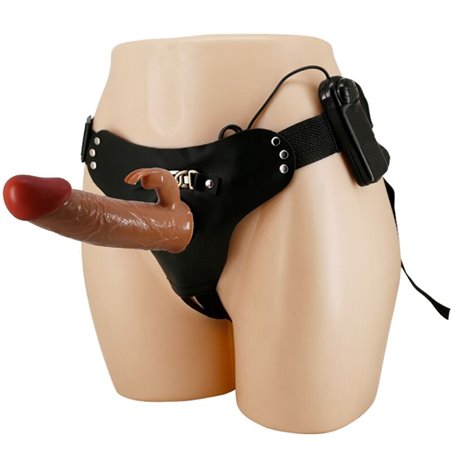 Pretty Love Marion - Imbracatura Strap-On con Dildo Vibrante 19 Cm Marrone