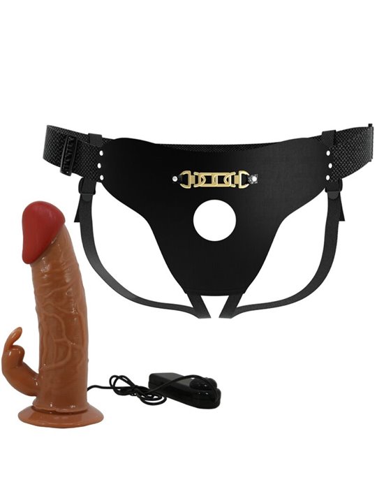 Pretty Love Marion - Imbracatura Strap-On con Dildo Vibrante 19 Cm Marrone