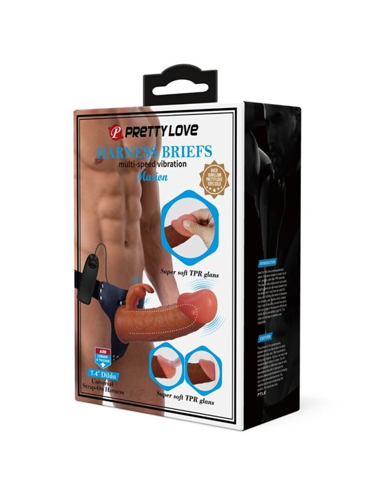 Pretty Love Marion - Imbracatura Strap-On con Dildo Vibrante 19 Cm Marrone