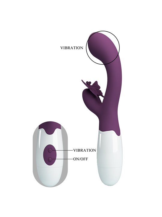 Pretty Love Butterfly Kiss - Vibratore Rabbit per Punto G e Clitoride Viola
