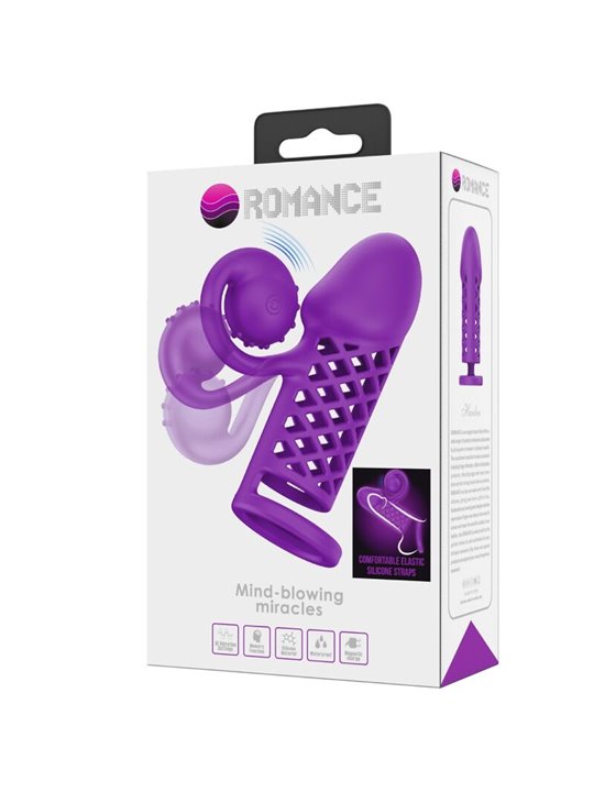 Romance - Guaina Fallica Vibrante in Silicone per Estensione Pene Viola